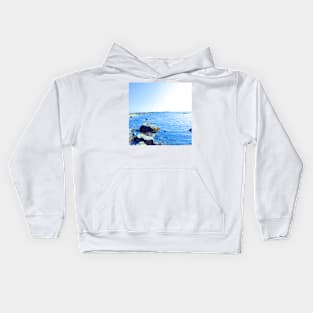 A rocky seaside in Oman light blue version Kids Hoodie